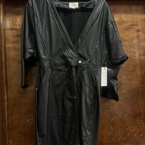 Aura Midnight Black Leatherette Dress